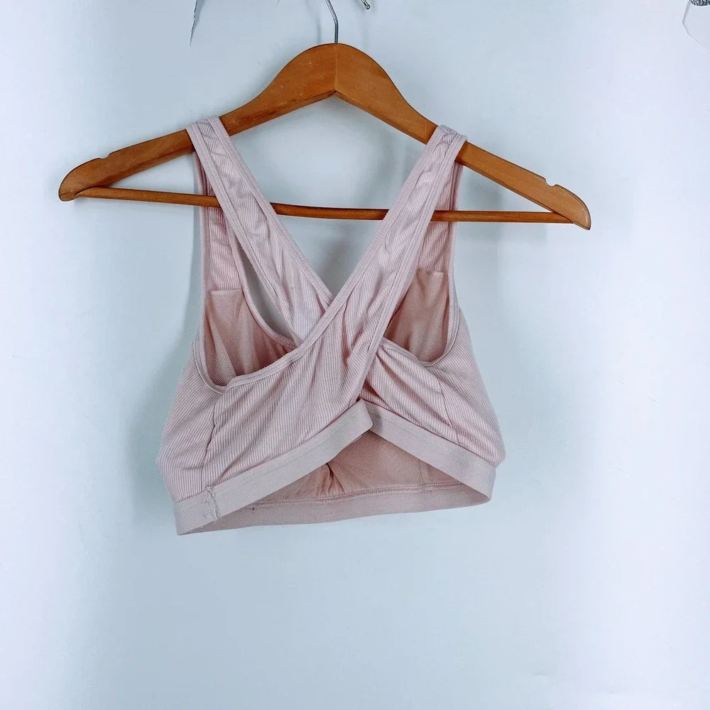 True & Co Womens Ribbed Crisscross‎ Back Sports Bra Yoga Top Athleisure Size XL - Picture 2 of 14